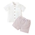 thumbnail image 1 of Jamsmile Toddler Boys Outfit Sets Linen Blend Short Sleeve Shirts + Shorts Casual Summer 2 Piece Outfits Boys Clothing Sets, 12-18 Monthss, 1 of 5