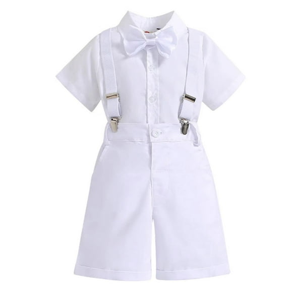 Jamsmile Toddler Boys Outfit Sets Long Sleeve Romper Bodysuit Bow Tie Suspender Pants Hat Gentleman Style Boys Solid Color Outfits Clothes, 18-24 Monthss