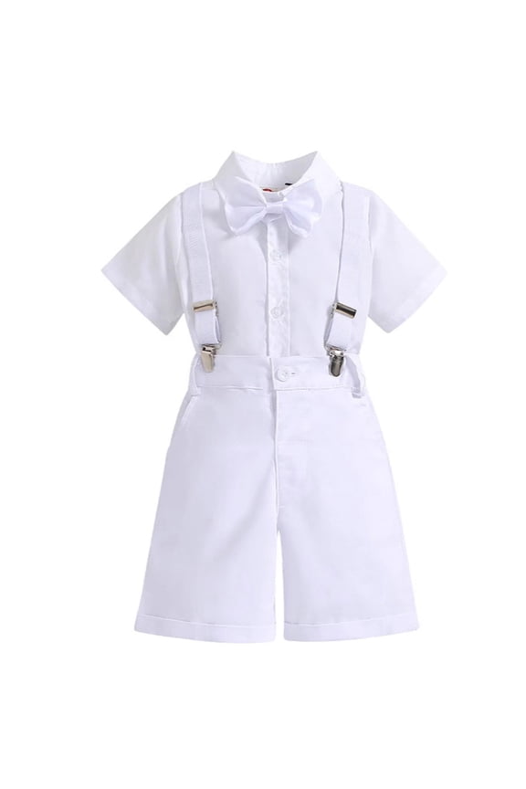 Toddler Boys Outfit Sets Long Sleeve Romper Bodysuit Bow Tie Suspender Pants Hat Gentleman Style Boys Solid Color Outfits Clothes, 6-12 Monthss