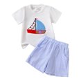 thumbnail image 1 of Jamsmile Toddler Boys Outfit Sets Short Sleeve Cartoon Print T Shirts Pullover Tops Striped Shorts Outfits Fall Winter Playwear Little Boy Clothes, 1 of 6