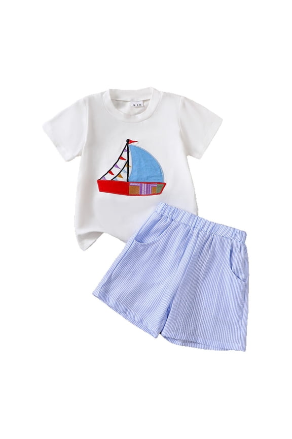 Toddler Boys Outfit Sets Short Sleeve Cartoon Print T Shirts Pullover Tops Striped Shorts Outfits Fall Winter Playwear Little Boy Clothes