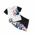 thumbnail image 1 of Jamsmile Toddler Boys Outfit Sets Soccer Print Tshirts + Shorts Set Summer Casual Sportswear 2 Piece Boys Sports Suits, 9-12 Monthss, 1 of 8