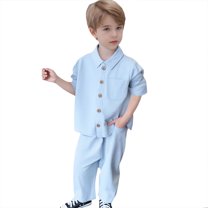 Jamsmile Toddler Boys Outfit Sets Solid Color Buttons Autumn Long Sleeve Shirt Pants Sets Kids Boys Clothes Outfits, 2-3 Years