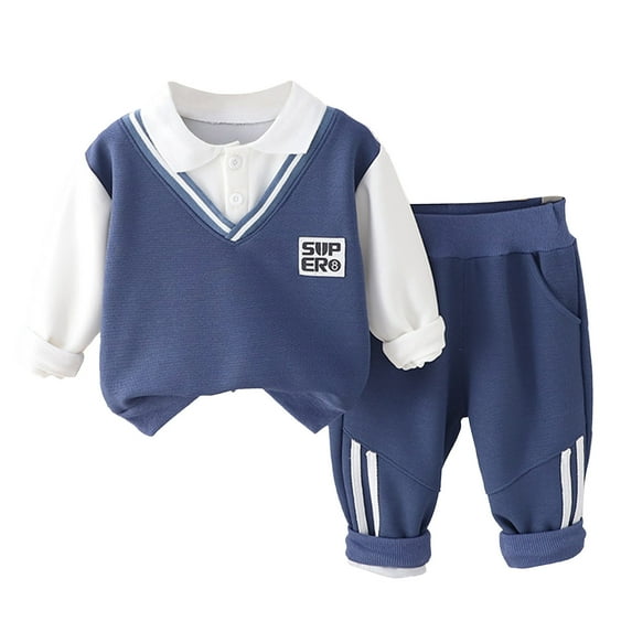 Jamsmile Toddler Boys Outfit Sets Spring Long Sleeve Sweatshirts + Pants 3 Piece Child Boys Outfits Sets