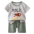 thumbnail image 1 of Jamsmile Toddler Boys Outfit Sets Summer Cartoon Print Short Sleeve Tops And Shorts 2 Piece Children Boys Suits, 18-24 Monthss, 1 of 5