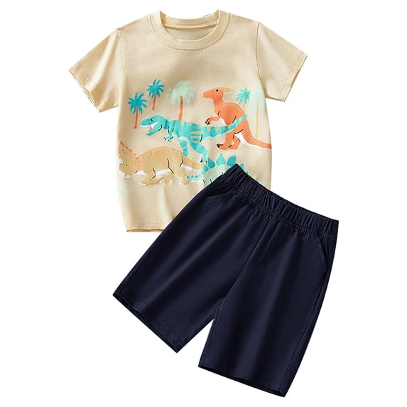 Jamsmile Toddler Boys Outfit Sets Summer Casual Short Sleeve Dinosaur Print Tshirts Tops With Shorts Playwear 2 piece children boys clothes