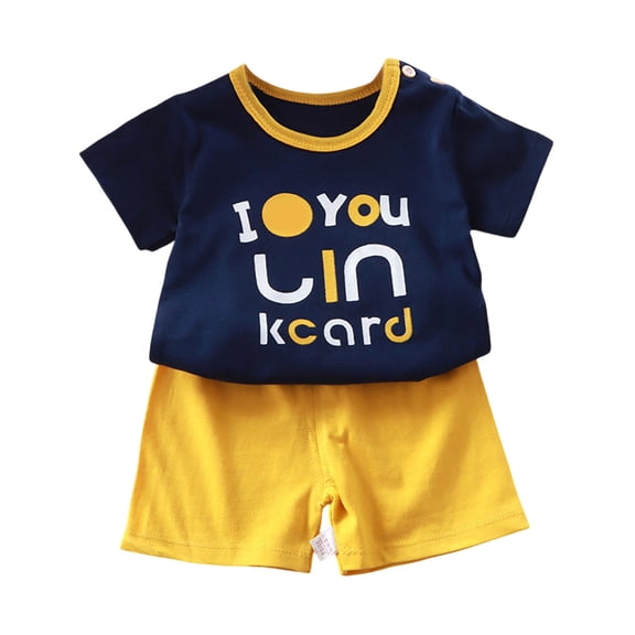 Jamsmile Toddler Boys Outfit Sets Summer Loose Elastic Waist T-Shirt Tops Shorts Active Play Sets Outdoor Sports 2 Piece Boys Summer Clothes