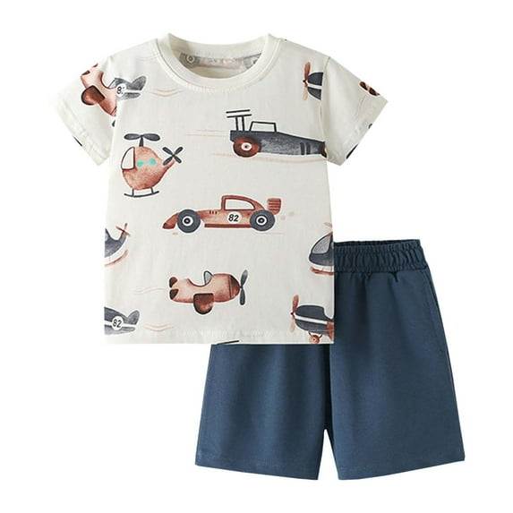 Jamsmile Toddler Boys Outfit Sets Summer Round Neck Short Sleeve T-shirts And Shorts Kids Boys Clothes Sets Two Piece Outfits , 7-8 Years