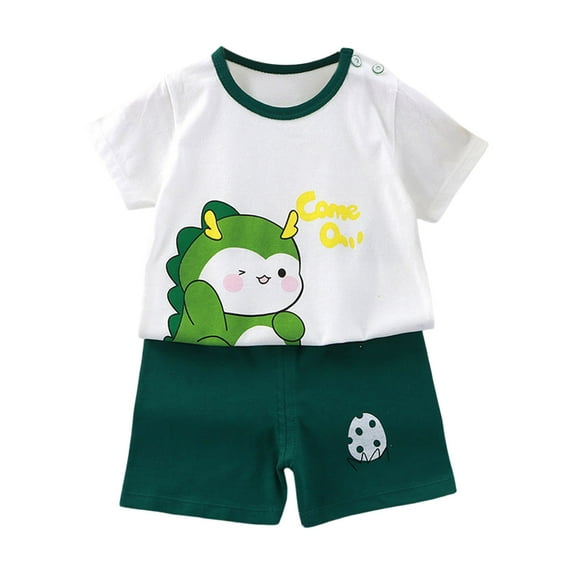 Jamsmile Toddler Boys Outfit Sets Summer Round Neck T-Shirt Tops with Elastic Waist Shorts Active Clothes Sportswear Breathable Boys Sets