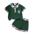 thumbnail image 1 of Jamsmile Toddler Boys Outfit Sets Summer Short Sleeve Cartoon Embroidery T Shirt Tops with Shorts Gentleman Style Outfits Childrens Suits, 1 of 6