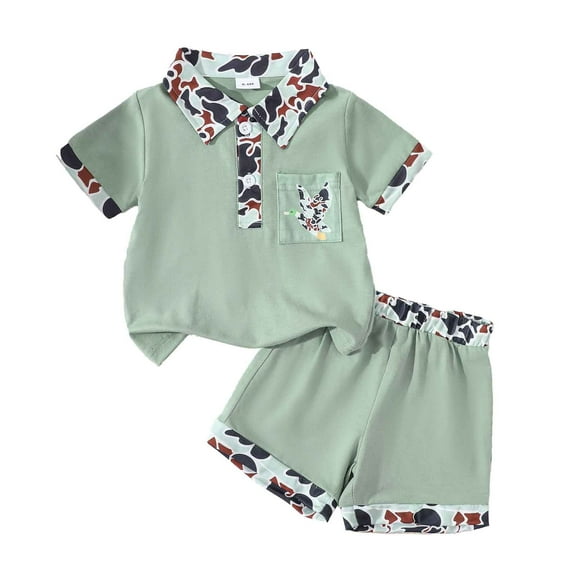 Jamsmile Toddler Boys Outfit Sets Summer Short Sleeve Cartoon Embroidery T Shirt Tops with Shorts Gentleman Style Outfits Childrens Suits