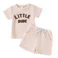 thumbnail image 1 of Jamsmile Toddler Boys Outfit Sets Summer Short Sleeve Letters Print Embroidery Tshirts Tops With Shorts Sets 2 Piece Boys Outfits, 3-6 Monthss, 1 of 6