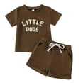 thumbnail image 1 of Jamsmile Toddler Boys Outfit Sets Summer Short Sleeve Letters Print Embroidery Tshirts Tops With Shorts Sets 2 Piece Boys Outfits, 6-12 Monthss, 1 of 2