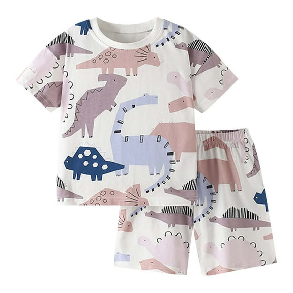 Jamsmile Toddler Boys Outfit Sets Summer Short Sleeve Round Neck Tees And Elastic Waist Pants Kids Boys Clothes Two Piece Sets, 18-24 Monthss