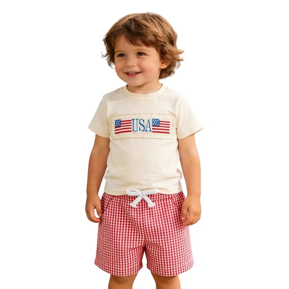 Jamsmile Toddler Boys Outfit Sets Summer Short Sleeve Shirts And Plaid Drawstrings Shorts Casual Two Piece Boys Playsuits