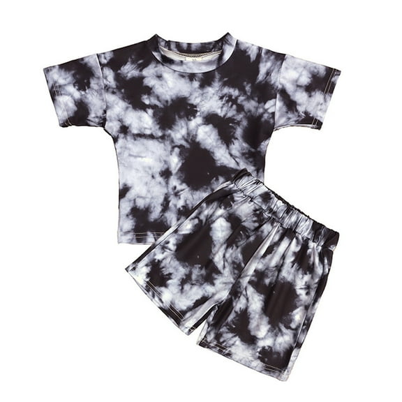 Jamsmile Toddler Boys Outfit Sets Tie Dye Print Short Sleeve Shirts   Shorts 2 Piece Casual Play Children Boys Clothes Summer Beach Outfits