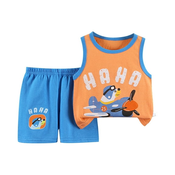 Jamsmile Toddler Boys Outfit Sets Two Piece Casual Sportswear Round Neck Tops With Shorts Two Piece Clothes Daily Play Outdoor Activities