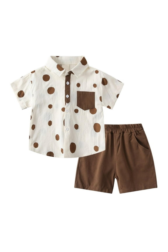 Toddler Boys Outfits Sets 2 Piece Summer Casual Gentleman style Clothes Breathable Shirts + Shorts Sets Outdoor Activities Daily Wear