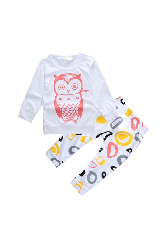 Toddler Boys Outfits Sets Cartoon Owl Geometric Print Long Sleeve Tops And Pants Casual Playwear Child Boys Outfits