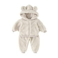 thumbnail image 1 of Jamsmile Toddler Boys Outfits Sets Cozy Winter Fuzzy Bear Hooded Jackets And Pants Soft Warm Two Piece Children Boys Sets, 1 of 9