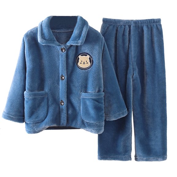 Jamsmile Toddler Boys Pajamas Sets Teens Loose Warm Flannel Tops With Pants Winter Soft Sets Kids Boys Girls Sleepwear