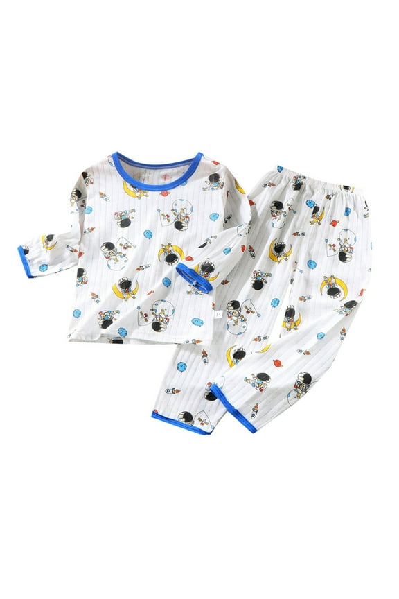 Toddler Boys Sets Sleepwear Summer Long Sleeve Tshirts Tops With Pants Sleepwear Cute Children Boys Tracksuits