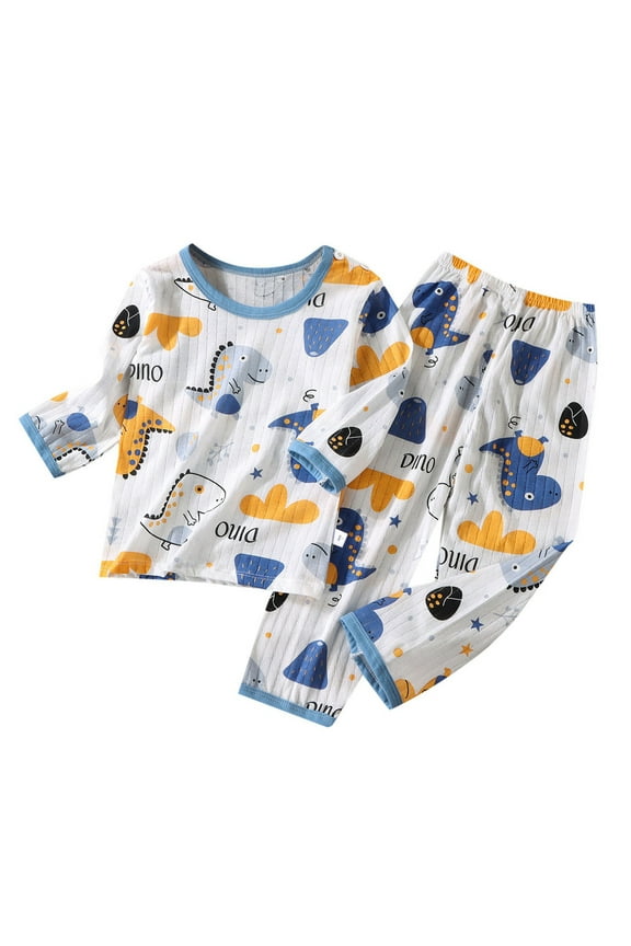 Toddler Boys Sets Sleepwear Summer Long Sleeve Tshirts Tops With Pants Sleepwear Cute Children Boys Tracksuits