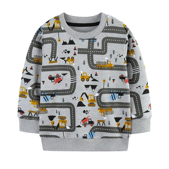 Jamsmile Toddler Boys Sweatshirts Long Sleeve Crewneck Graphic Print Knit Casual Pullover Autumn Winter Lined Boys Hoodies