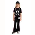thumbnail image 1 of Jamsmile Toddler Girls Athletic Outfits Sets Summer Long Sleeve Tops With Flare Pants Soft 2 Piece Girls Football Tracksuits, 1 of 7