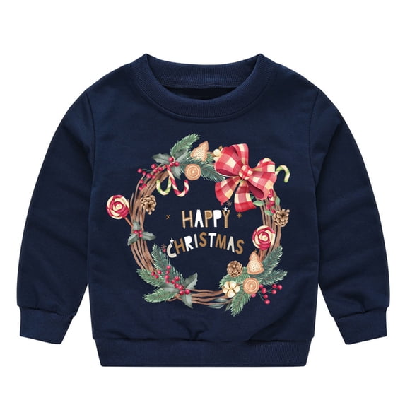 Jamsmile Toddler Girls Christmas Sweatshirts Casual Autumn Letters Print Round Neck Long Sleeve Sweatshirts Tops Outerwear