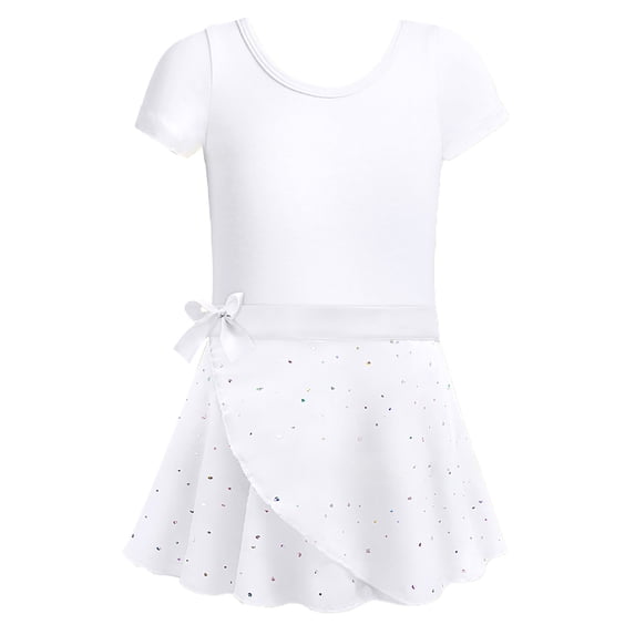 Jamsmile Toddler Girls Dance Dress With Heart Design Two Piece Ballet Practice Girls Performance Short Sleeve Outfits