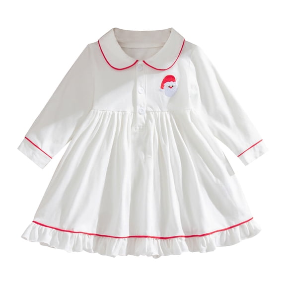 Jamsmile Toddler Girls Dress Christmas Embroidery Santa Claus Dress With Half Cardigan Notched Collar Party Wear Holiday Girls