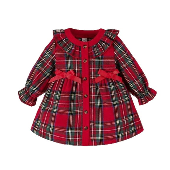Jamsmile Toddler Girls Dress Christmas Plaid Print Long Sleeve Dresses With Bow Hooded Kids Girls Holiday Party Dress Clothes