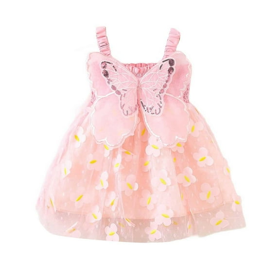 Jamsmile Toddler Girls Dress Cute butterfly Back bowknot Dress With Colorful Bow Mesh Embroidery Princess Tulle Tutu Dresses