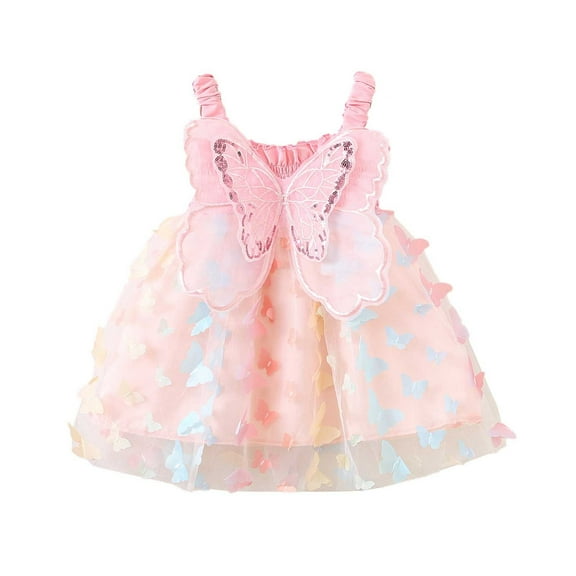 Jamsmile Toddler Girls Dress Cute butterfly Back bowknot Dress With Colorful Bow Mesh Embroidery Princess Tulle Tutu Dresses