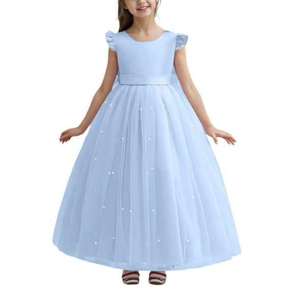 Jamsmile Toddler Girls Dress Elegant Long Formal Dress With Bow Birthday Party Pageant Gown Prom Maxi Children Girls Dresses