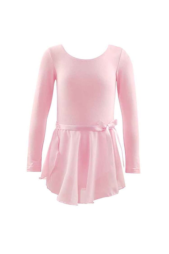 Toddler Girls Dress Girls Long Sleeve Dance Romper With Skirts Ballet Leotard Two Piece Performance Practice Clothes