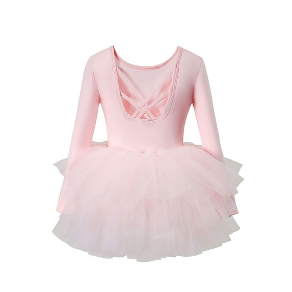 Jamsmile Toddler Girls Dress Long Sleeve Ballet Tutu Performance Elegant Outfits Children Girls Dance Tulle Performance Dress