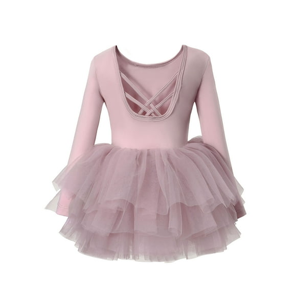 Jamsmile Toddler Girls Dress Long Sleeve Ballet Tutu Performance Elegant Outfits Children Girls Dance Tulle Performance Dress