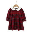 thumbnail image 1 of Jamsmile Toddler Girls Dress Plaid Print Embroidery Long Sleeve Flowy Pageant Party Dresses Kids Girls Princess Sundress, 1 of 4