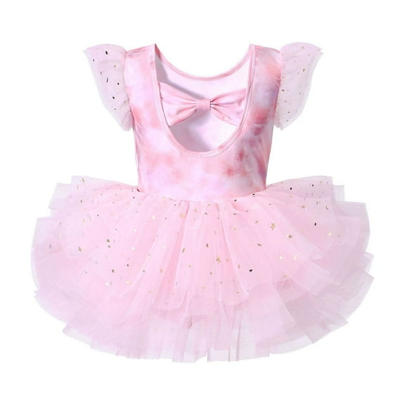 Jamsmile Toddler Girls Dress Solid Elegant Ballet Practice Dresses Children Girls Bow Tutu Dance Performance Princess Dress