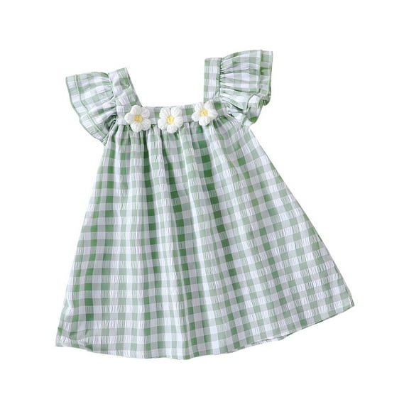 Jamsmile Toddler Girls Dress Summer Embroidery Ruched Fly Sleeve A Line Dress Girls Casual Boho Swing Twirly Sundress