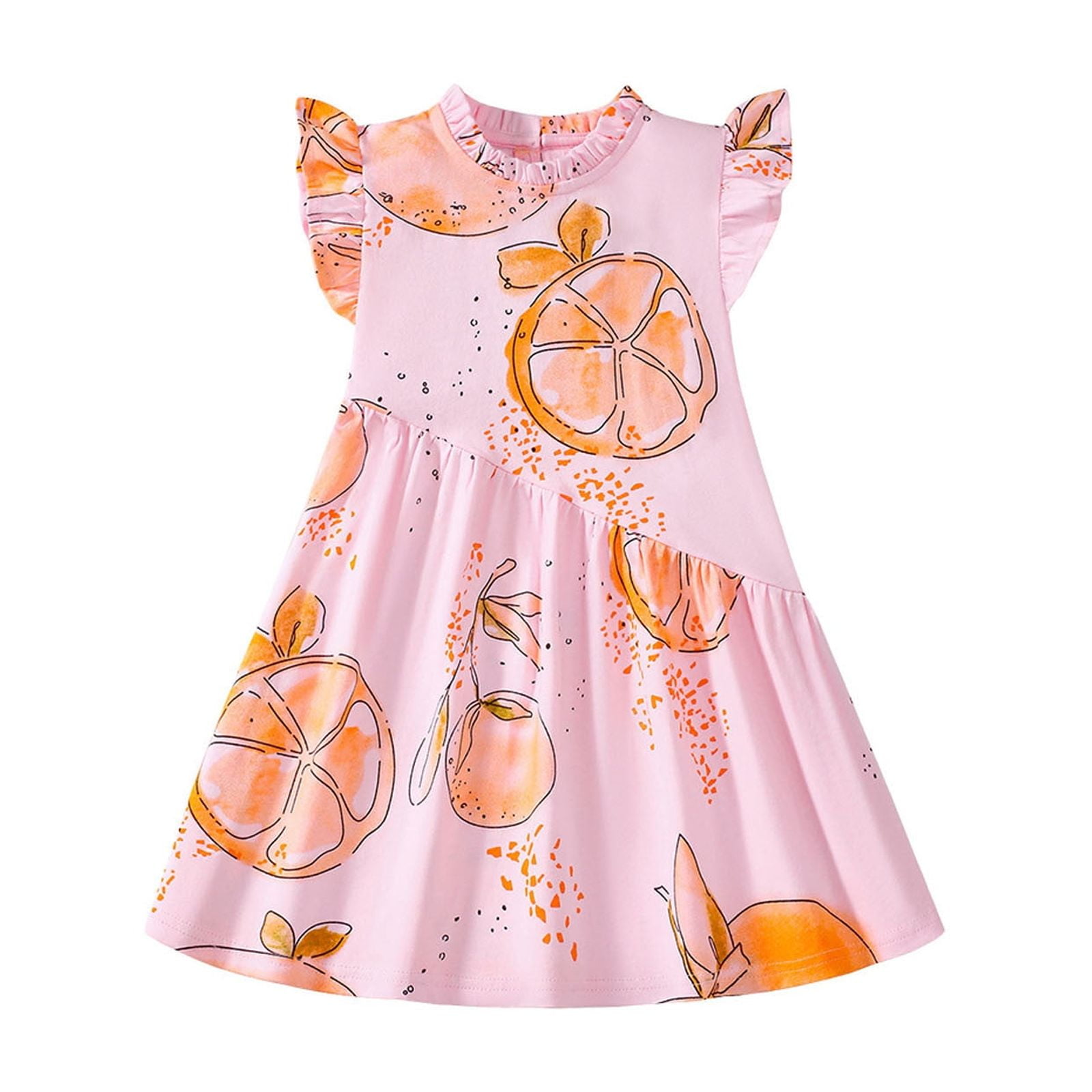 Jamsmile Toddler Girls Dress Summer Lemon Print Fly Short Sleeve Tiered ...