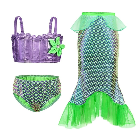 Jamsmile Toddler Girls Dress With Fishtail Performance Sequin Dress Summer Little Girls Beach Fishtail Dress