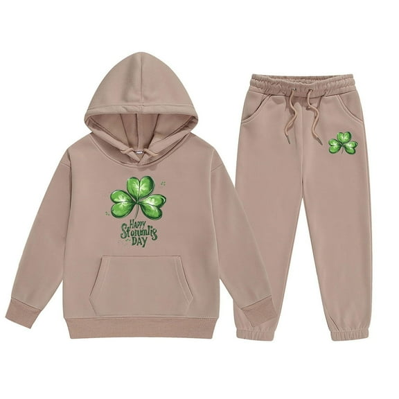 Jamsmile Toddler Girls Outfit Sets Children Long Sleeve St. Patrick'S Day Print Hoodies Pant Sports Sets