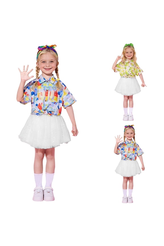 Toddler Girls Outfit Sets Shirts With Tutu Skirts Performance Dance For Stage Shows Cheerleading Team Party Wear