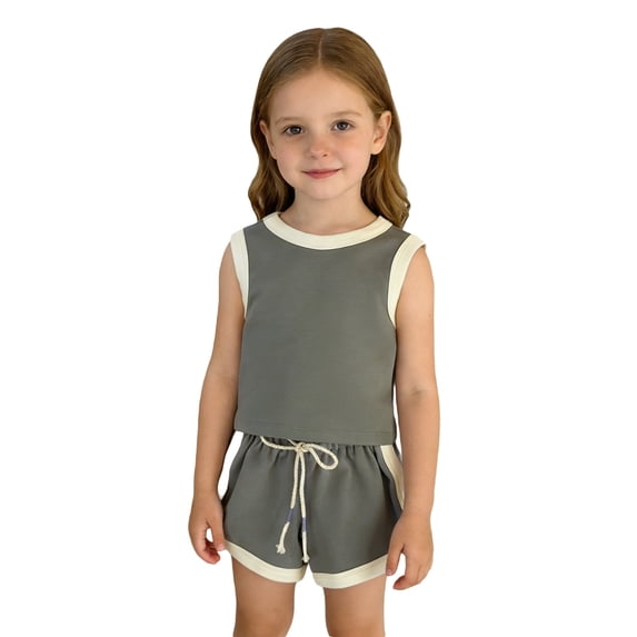 Jamsmile Toddler Girls Outfit Sets Summer Sleeveless Vest And Shorts Two Piece Playwear Casual Athletic Wear For Kids Girls