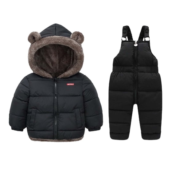 Jamsmile Toddler Girls Outfit Sets Winter Snowsuits Thermal Padded Jackets With Overalls Pants Warm Little Girls Cozy Outfits