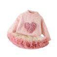 thumbnail image 1 of Jamsmile Toddler Girls Outfits Sets 2 Piece Long Sleeve Sweater + Pompous Princess Dress Sets Warm Outfits, 1 of 9