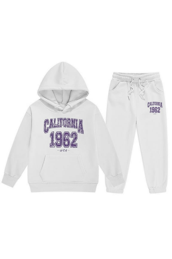 Toddler Girls Outfits Sets 2 Pieces Graphic 1962 Print Hoodies And Sweatpants Unisex Child Tracksuits